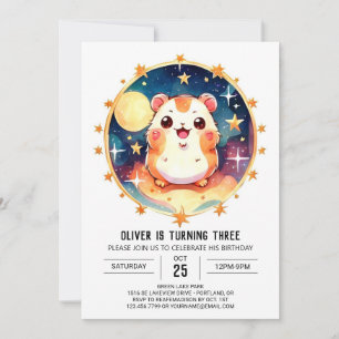 Elegant Watercolor Hamster Birthday Invitation