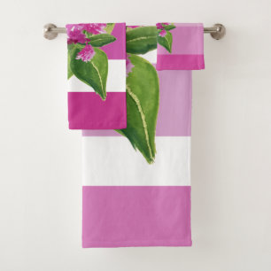 Elegant Watercolor Hand Painted Floral Bath Towel Set