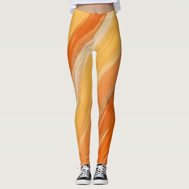 Elegant Watercolor Happy Halloween Leggings (Front)