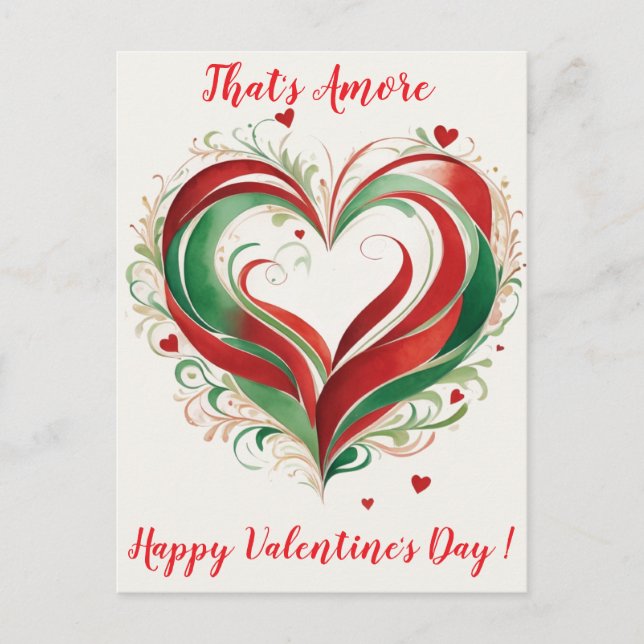 Elegant Watercolor Heart Valentine Italy  Postcard (Front)