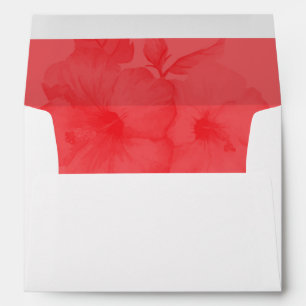 Elegant Watercolor Hibiscus 5x7 Wedding Invitation Envelope