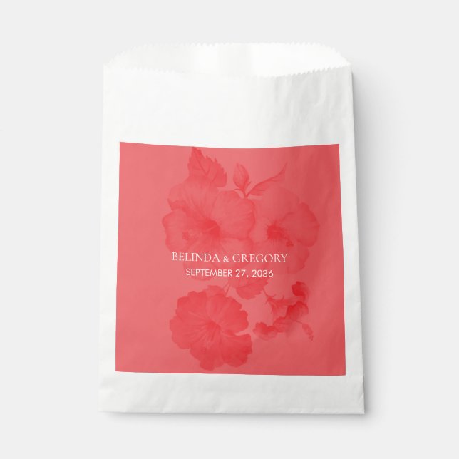 Elegant Watercolor Hibiscus Wedding  Favour Bags (Front)