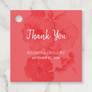 Elegant Watercolor Hibiscus Wedding Gift Favour Tags