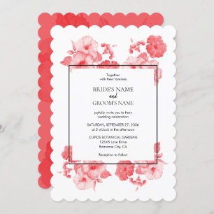 Elegant Watercolor Hibiscus Wedding Invitations