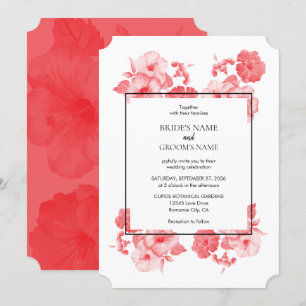 Elegant Watercolor Hibiscus Wedding Invitations