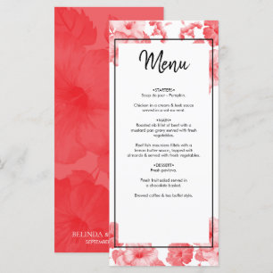 Elegant Watercolor Hibiscus Wedding Menu