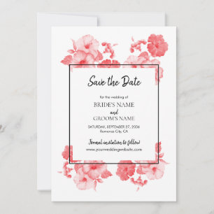 Elegant Watercolor Hibiscus Wedding Save The Date