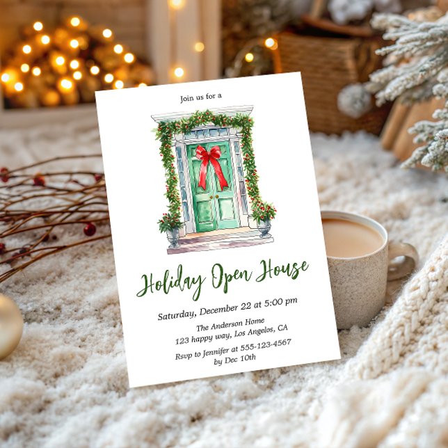 Elegant Watercolor Holiday Open House Christmas Invitation (Creator Uploaded)