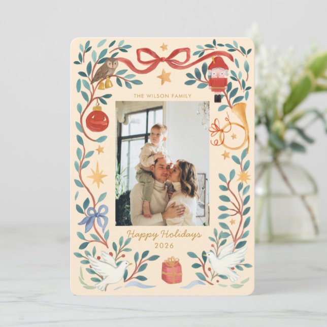 Elegant Watercolor Holiday Photo Card | (Creator Uploaded)