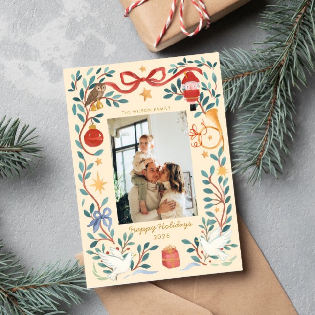 Elegant Watercolor Holiday Photo Card | (Creator Uploaded)