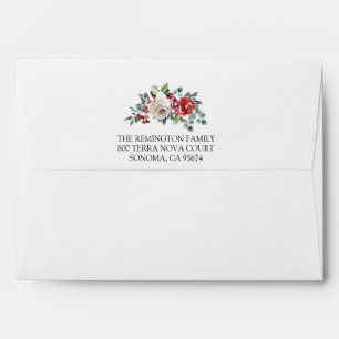 Elegant Watercolor Holly Floral Envelope