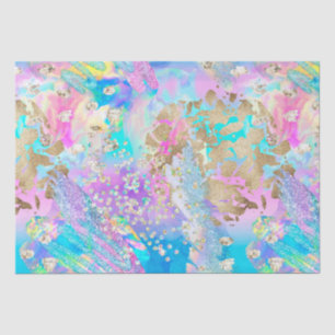 Elegant Watercolor Holographic Iridescent Pattern Tissue Paper