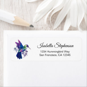 Elegant Watercolor Hummingbird Return Address