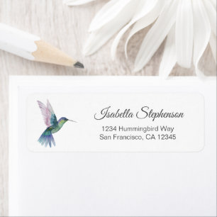 Elegant Watercolor Hummingbird Return Address