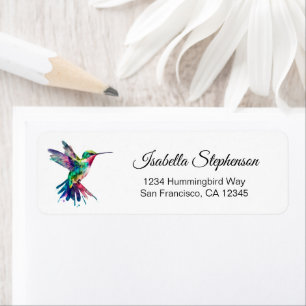 Elegant Watercolor Hummingbird Return Address