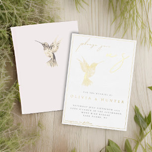 Elegant Watercolor Hummingbird Wedding Gold