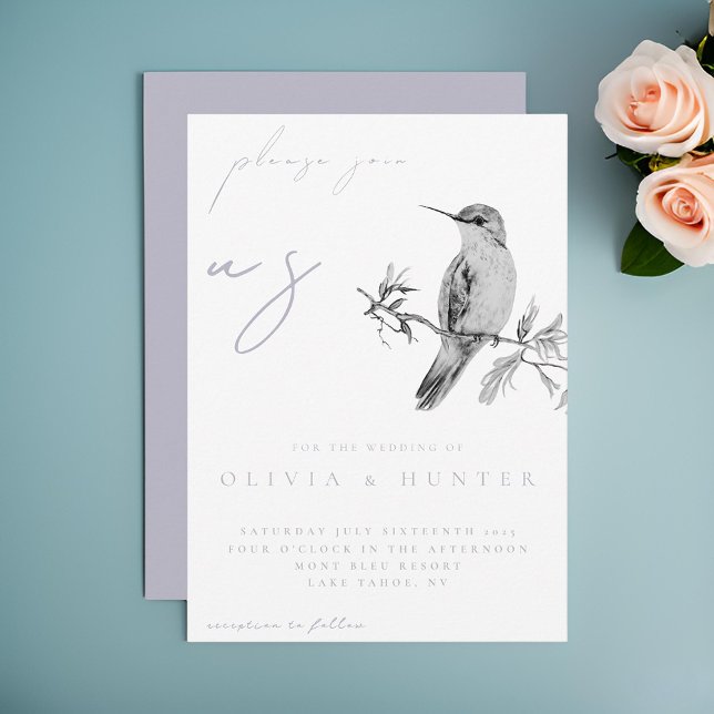Elegant Watercolor Hummingbird Wedding Invitation (Creator Uploaded)