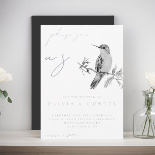 Elegant Watercolor Hummingbird Wedding Invitation