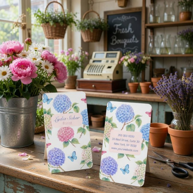 Elegant Watercolor Hydrangea Florist Business Card (Creator Uploaded)