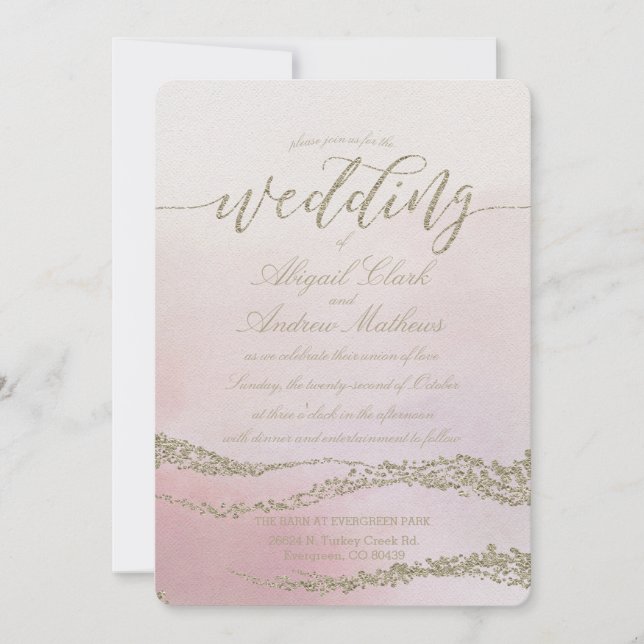 Elegant Watercolor in Blush Wedding Invitation (Front)