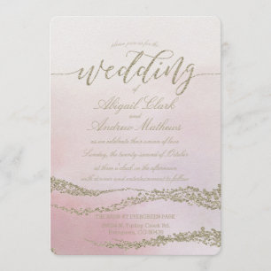 Elegant Watercolor in Blush Wedding Invitation