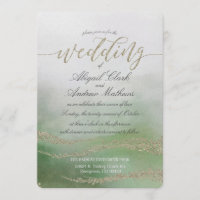 Elegant Watercolor in Foliage Wedding Invitation