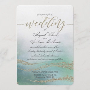 Elegant Watercolor in Ocean  Wedding Invitation