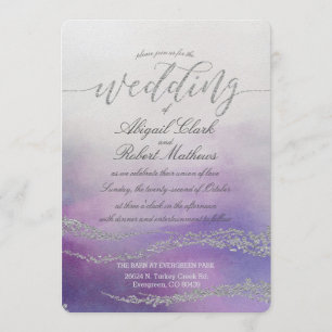 Elegant Watercolor in Orchid Wedding Invitation