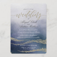 Elegant Watercolor in Surf Wedding Invitation