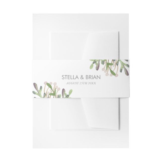 Elegant Watercolor Invitation Band Invitation Belly Band (Front Example)