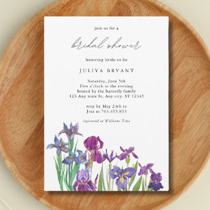 Elegant watercolor Iris flower bridal shower Invitation