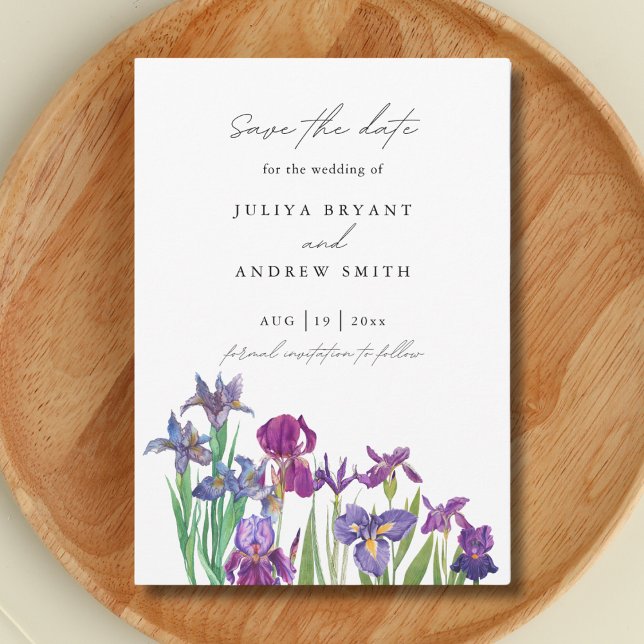 Elegant watercolor Iris flower Save The Date (Creator Uploaded)