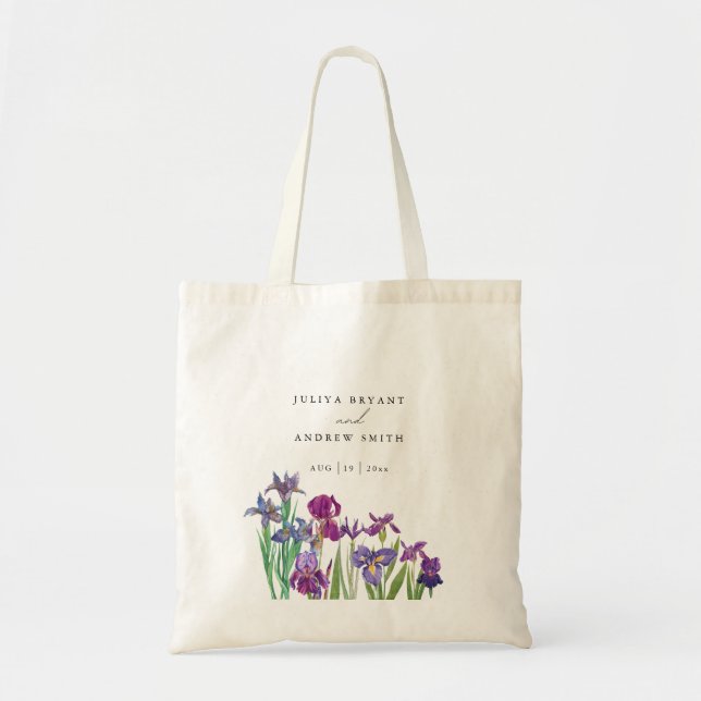 Elegant watercolor Iris flower wedding Tote Bag (Front)