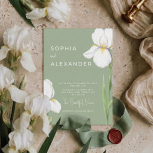 Elegant Watercolor Irises Wedding Invitation