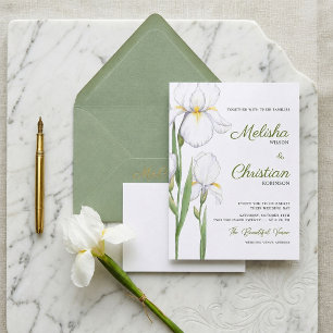 Elegant Watercolor Irises Wedding Invitation