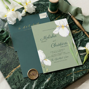 Elegant Watercolor Irises Wedding Invitation