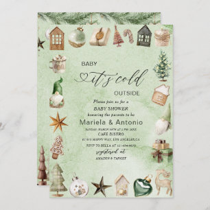 Elegant  Watercolor it`s cold outside Baby Shower Invitation