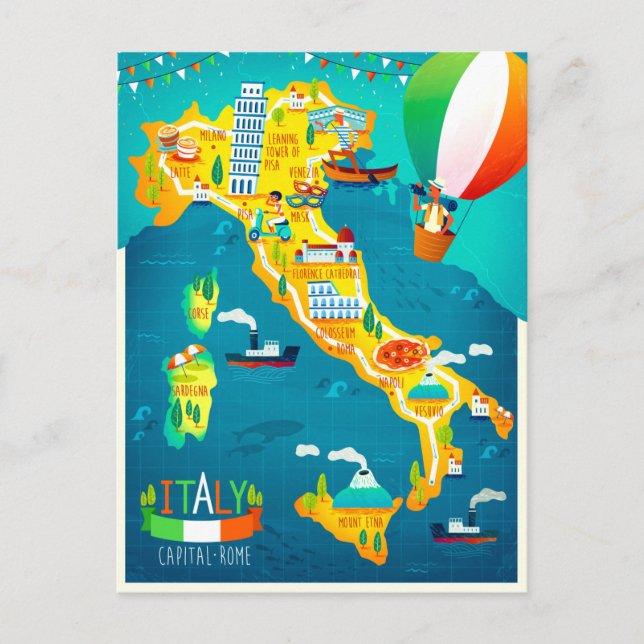 Elegant Watercolor Italy Travel Holiday Postcard (Front)