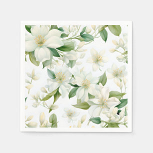 Elegant Watercolor Jasmine Flowers Napkin