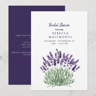 Elegant Watercolor Lavender Bridal Shower Invitation