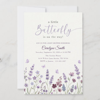Elegant Watercolor Lavender Butterfly Baby Shower Invitation