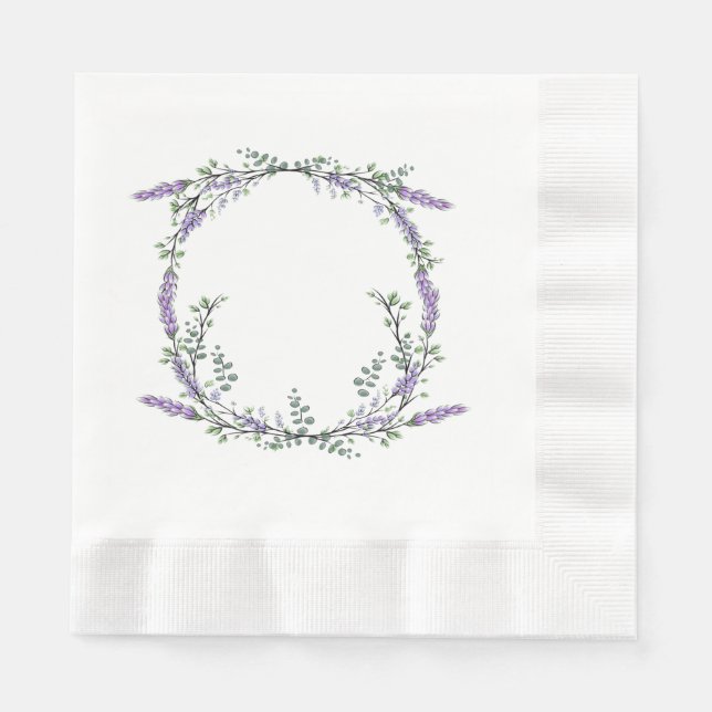 Elegant Watercolor Lavender Eucalyptus  Napkin (Front)