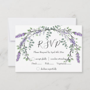 Elegant watercolor Lavender Eucalyptus RSVP Card