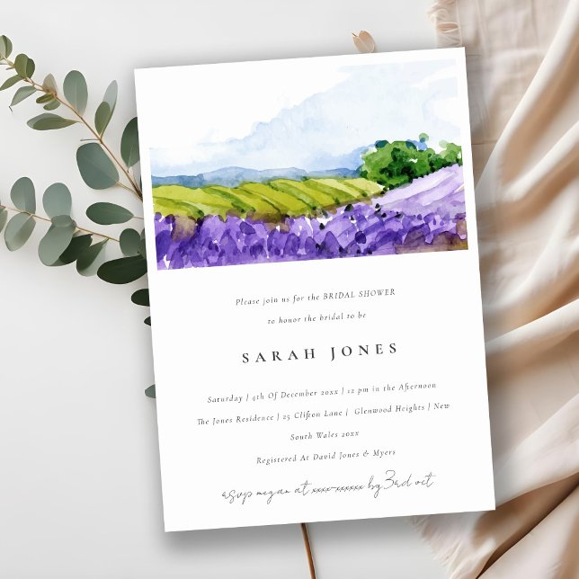 Elegant Watercolor Lavender Fields Bridal Shower Invitation (Creator Uploaded)