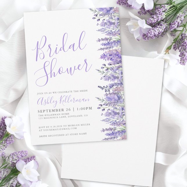 Elegant Watercolor Lavender Floral Bridal Shower Invitation (Elegant Watercolor Lavender Floral Bridal Shower Invitation)