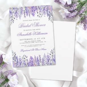 Elegant Watercolor Lavender Floral Bridal Shower Invitation