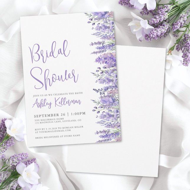 Elegant Watercolor Lavender Floral Bridal Shower Invitation (Elegant Watercolor Lavender Floral Bridal Shower Invitation)