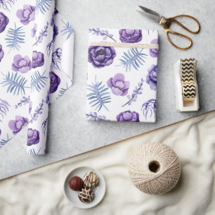 Elegant Watercolor Lavender Floral Wedding  Wrapping Paper