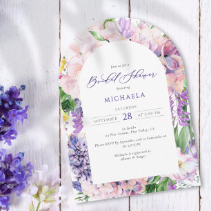Elegant Watercolor Lavender Flowers Bridal Shower Invitation