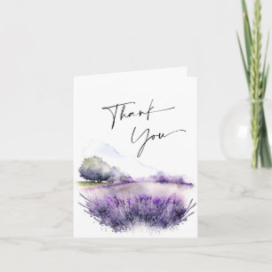 Elegant Watercolor Lavender Flowers Field Thank You Card